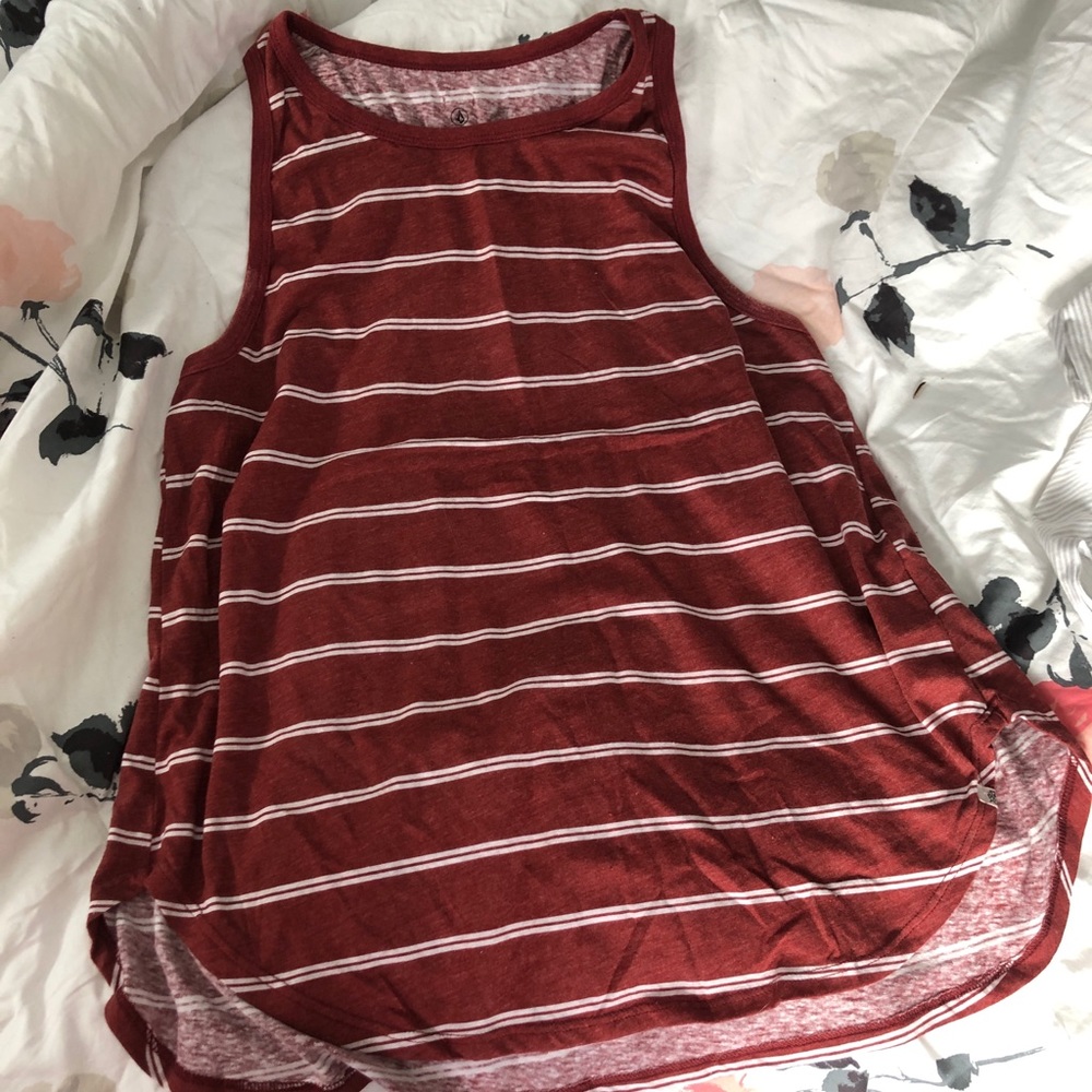 Volcom red & white striped tank top